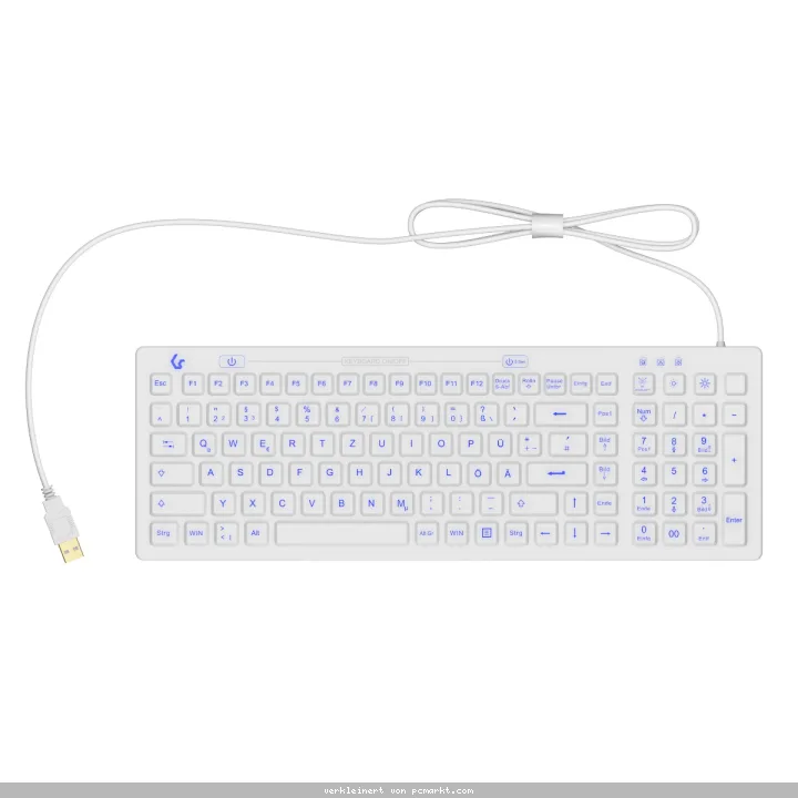 Keysonic KSK-6031INEL - Kompakte Hygienetastatur, Kabelgebunden USB-Anschluss, Beleuchtet, Silikon, Wasser und Staub geschützt IP68, DE Layout