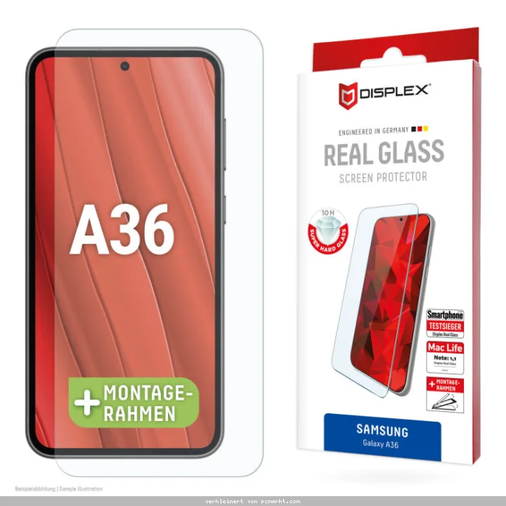 DISPLEX Real Glasschutzfolie für Samsung Galaxy A36 kratzer-resistent, abgerundete Kanten, Real Glass