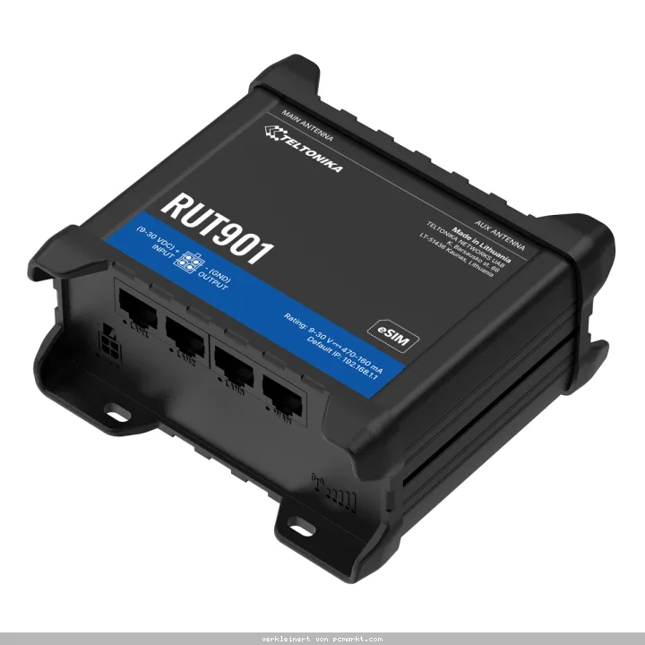 Teltonika RUT901 Mobilfunk-Router 4G LTE (Cat 4), 3G, 2G, Dual-SIM, WiFi 4 AP, 3x LAN, 1x WAN