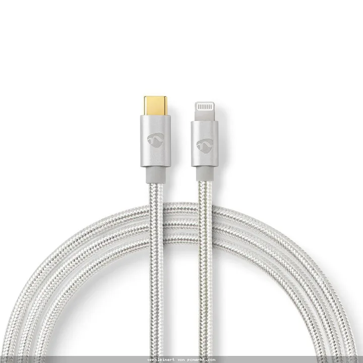 Nedis USB-Kabel | USB 2.0 | Apple Lightning 8-Pin | USB-C™ Stecker | 480 Mbps | Vergoldet | 1.00 m | rund | Geflochten / Nylon | Aluminium / Silber |