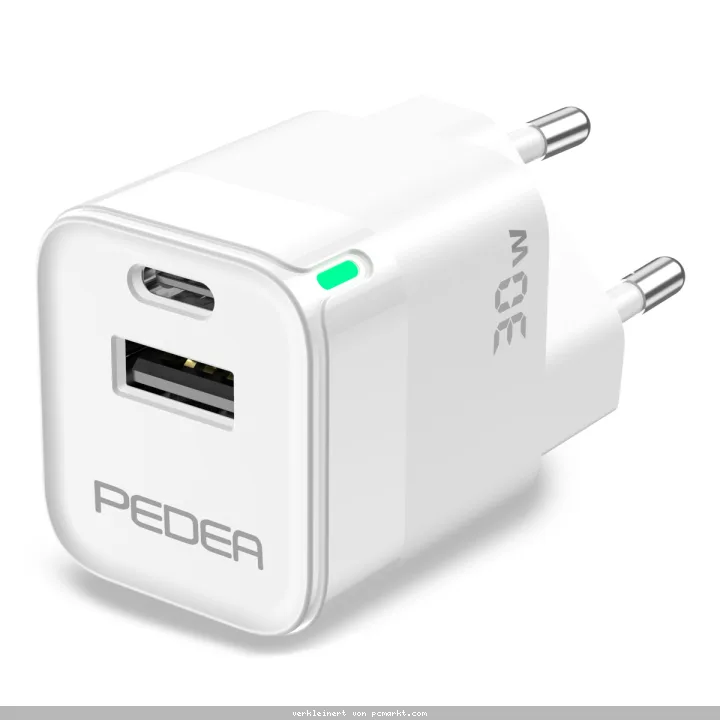 PEDEA 30W USB-C (PD) Schnellladegerät - 2-Ports Mehrfach Handy-Ladegerät mit USB-C und USB-A, weiß