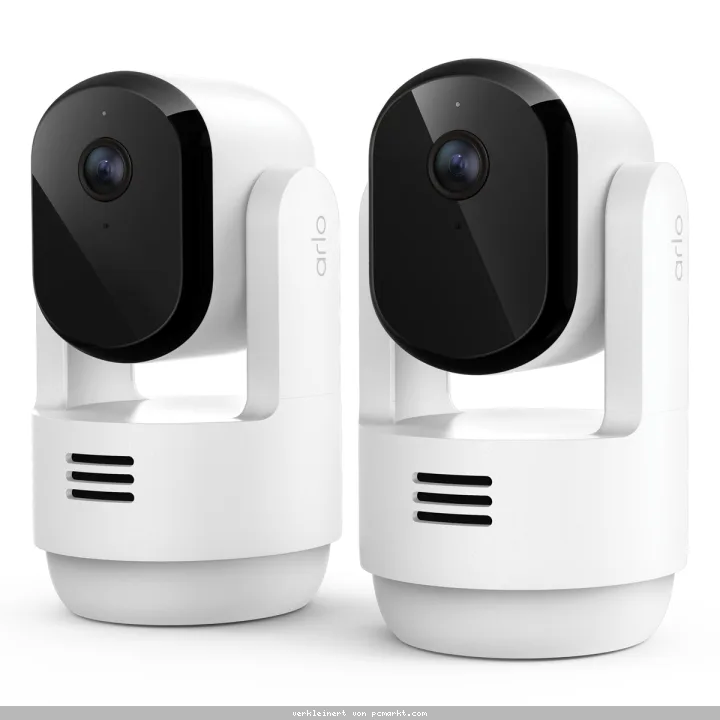 Arlo Essential 3 2K PTZ Indoor-Kamera Weiß 2er Set 3MP (2304x1296), WLAN, Netzteil, Indoor, Schwenk- und Neige-Funktion