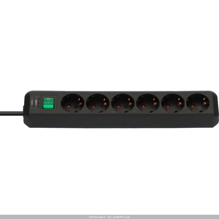 Brennenstuhl Eco-Line Steckdosenleiste mit Schalter [6-fach, schwarz, 3m]