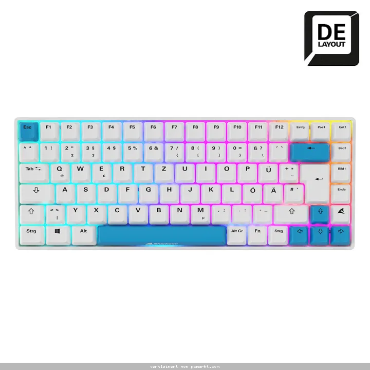 Sharkoon SKILLER SGK50 S3 PBT Gaming Tastatur - 75% Layout, Hot-Swap Gateron G Pro Yellow V3 Switches, RGB-Beleuchtung, QWERTZ-Layout, weiß