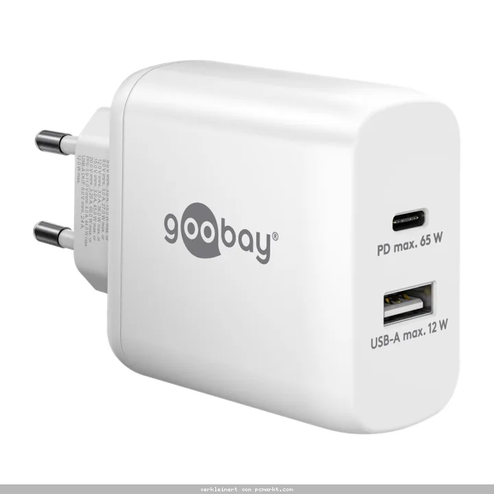 Goobay USB-C™ PD Dual-Schnellladegerät (65 W) weiß