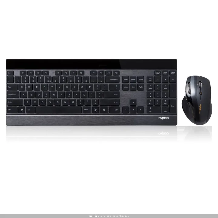 Rapoo Kabelloses Deskset "8900P", Ultraflach Beleuchtete Medientasten, deutsches Layout (QWERTZ)
