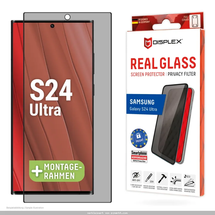 DISPLEX Privacy Full Cover Panzerglas (10H) für Samsung Galaxy S24 Ultra