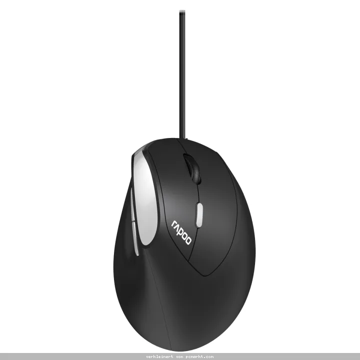 Rapoo Kabelgebundene ergonomische Maus "EV200", Schwarz Einstellbarer Sensor mit 1600 DPI