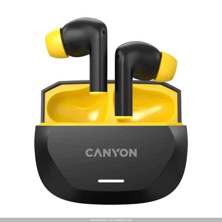 CANYON In-Ear Kopfhörer HEXAGON 7 TWS ANC+ENC, Black Yellow Bluetooth 5.4, Unterstützung für kabelloses Laden, Aktive Geräuschunterdrückung, 4 Mikrofo