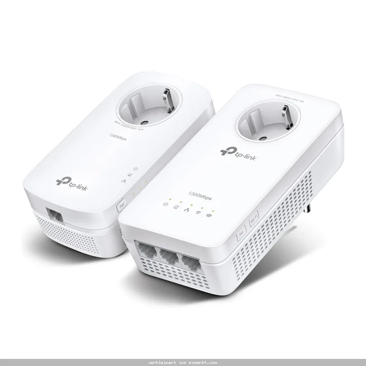 TP-Link AV1000 Gigabit Powerline WLAN AC1200 Set mit Steckdosen 2x Adapter, bis zu 1300 Mbit/s, WLAN AC 867 (5 GHz) + 300 Mbit/s (2,4 GHz), 3x Gigabit