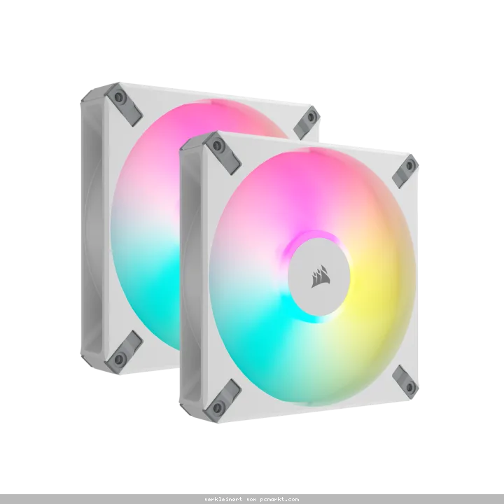 CORSAIR AF140 RGB ELITE weiß 2er-Pack | 140mm Gehäuselüfter inkl. iCUE Lighting Node CORE