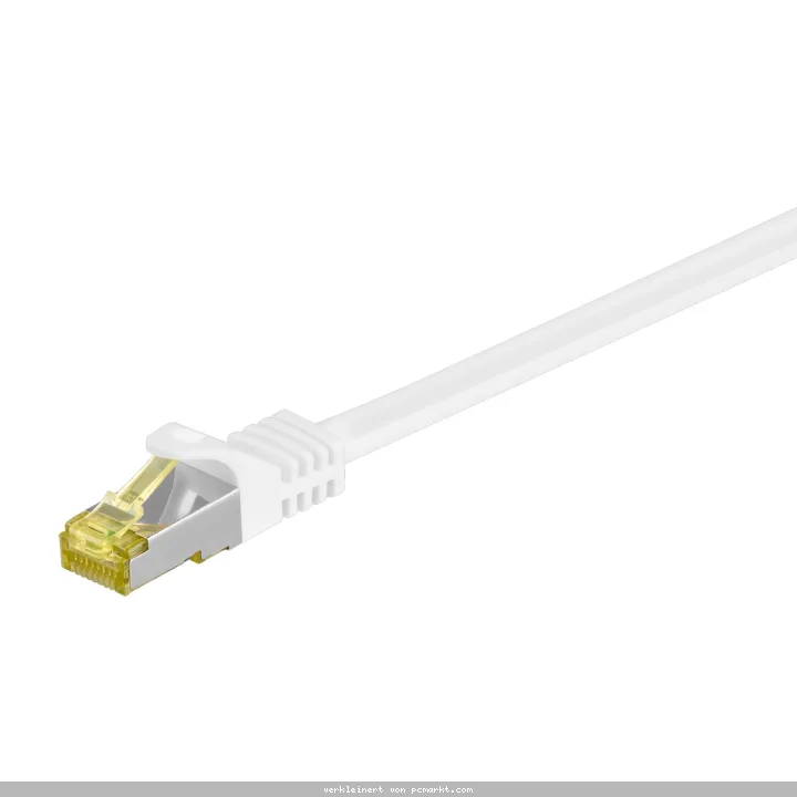 Goobay 0.25m RJ45 Patchkabel CAT 6A S/FTP (PiMF), 500 MHz, mit CAT 7 Rohkabel, weiß LSZH halogenfrei, Kupfer