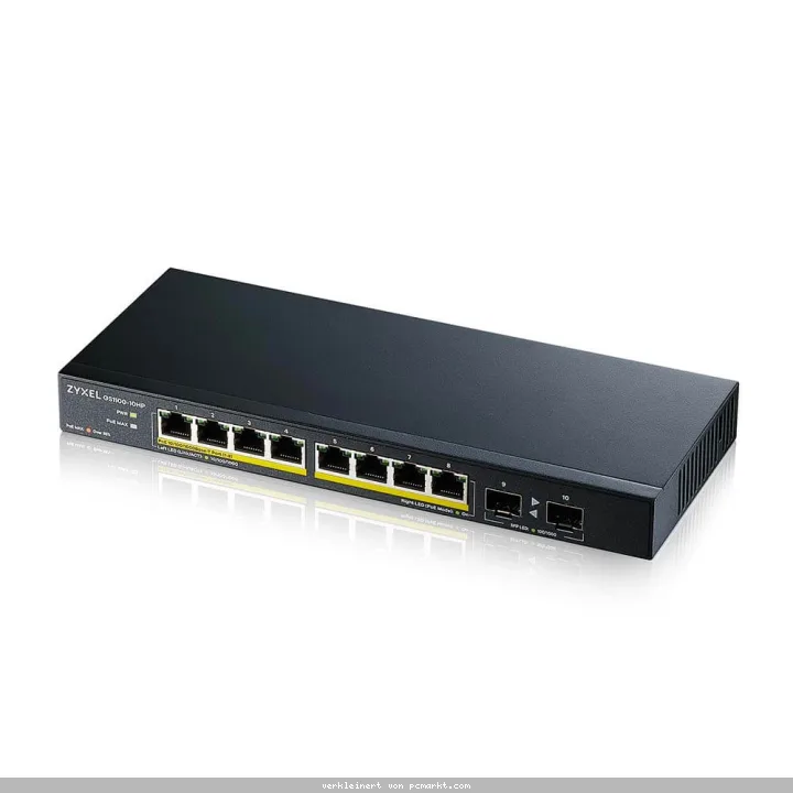Zyxel GS1100-10HP Unmanaged Switch [8x Gigabit Ethernet PoE+, 2x 1GbE SFP]