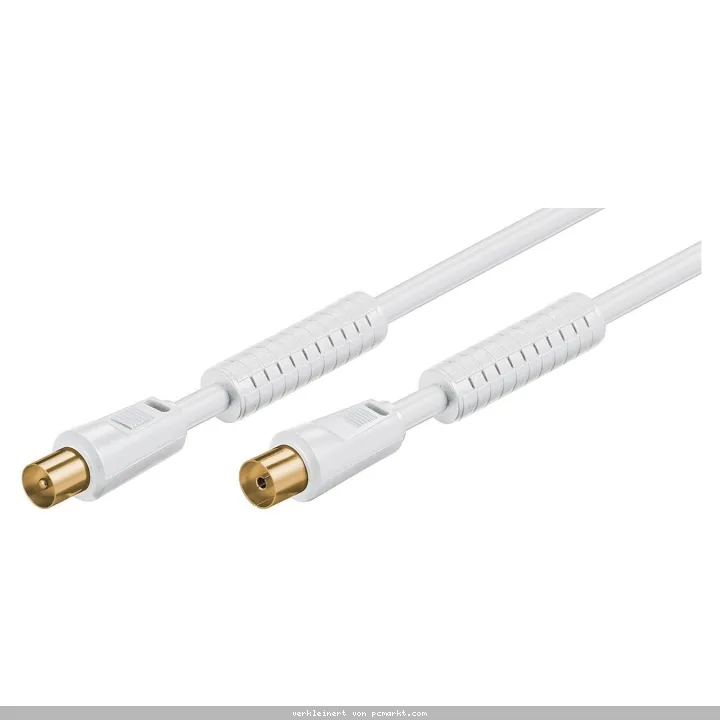 Goobay Antennenkabel 5,0 m, weiss, mit Ferrite (80 dB), 2x abgeschirmt
