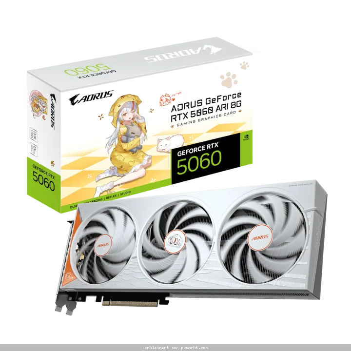 GIGABYTE AORUS GeForce RTX 5060 ARI 8G Grafikkarte - 8GB GDDR7, HDMI, 3x DP