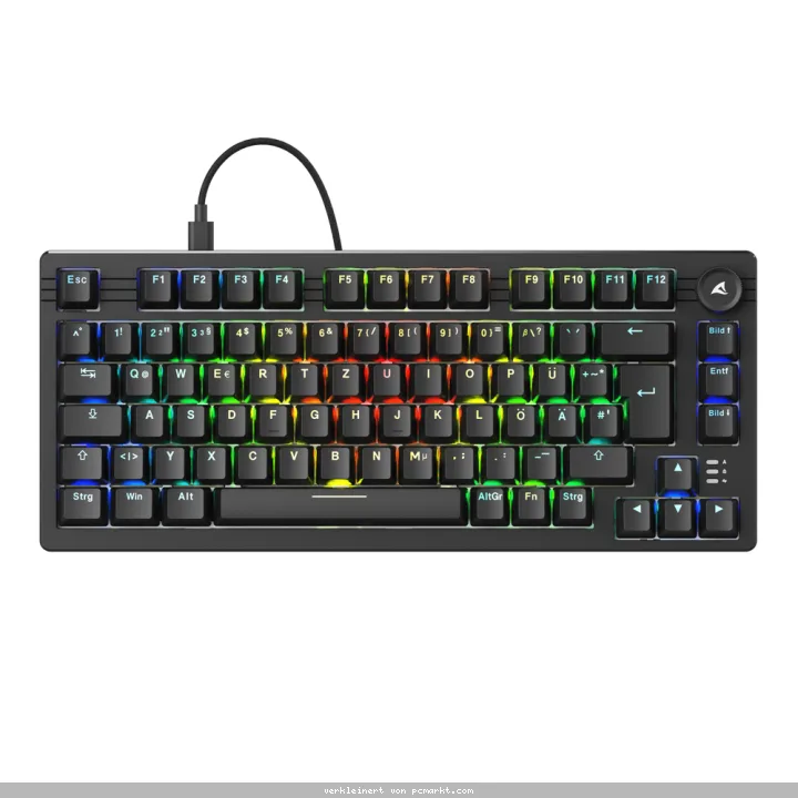 Sharkoon SKILLER SGK25 Gaming Tastatur - 75% Layout, Hot-Swap Huano Red Switches (geschmiert), RGB-Beleuchtung, QWERTZ-Layout, schwarz