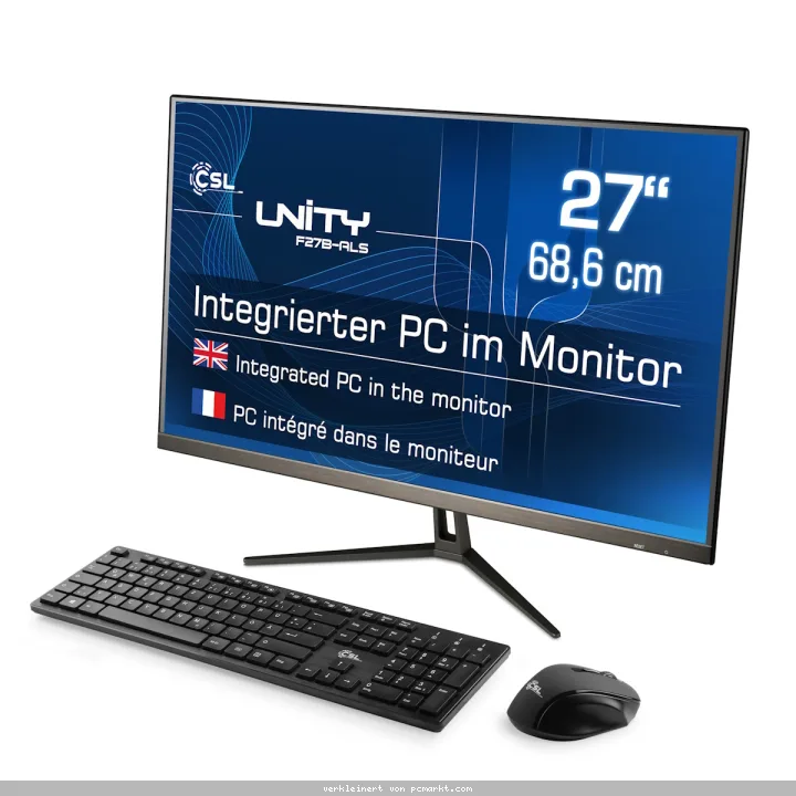 CSL Unity F27B-ALS All-in-One PC 27" (68,6cm) FHD Display, Intel N200, 8GB RAM, 256GB M.2 SSD, Intel Grafik, Wi-Fi 6, Bluetooth 5.2, Windows 11