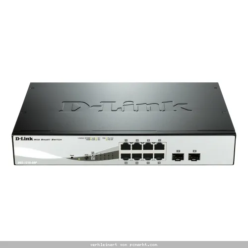 D-Link DGS-1210-08P Smart Managed Switch 8x Gigabit Ethernet (8x PoE, max. 45W), 2x SFP