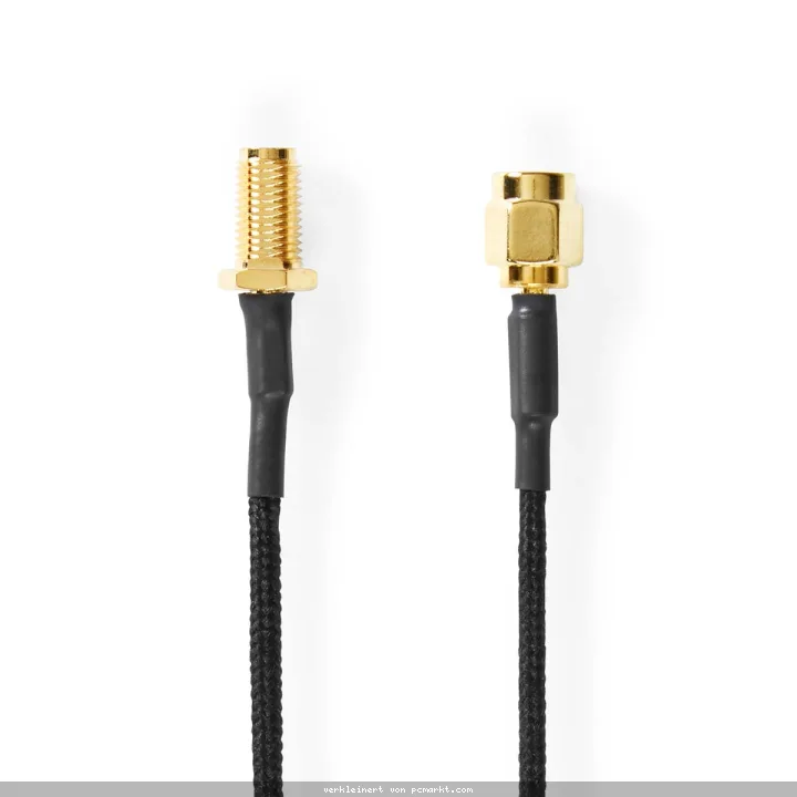 Nedis Antennenkabel | SMA-Buchse | SMA-Stecker - Vergoldet | 50 Ohm | Einzeln geschirmt | 0.50 m | Rund | Geflochten | Schwarz | Label