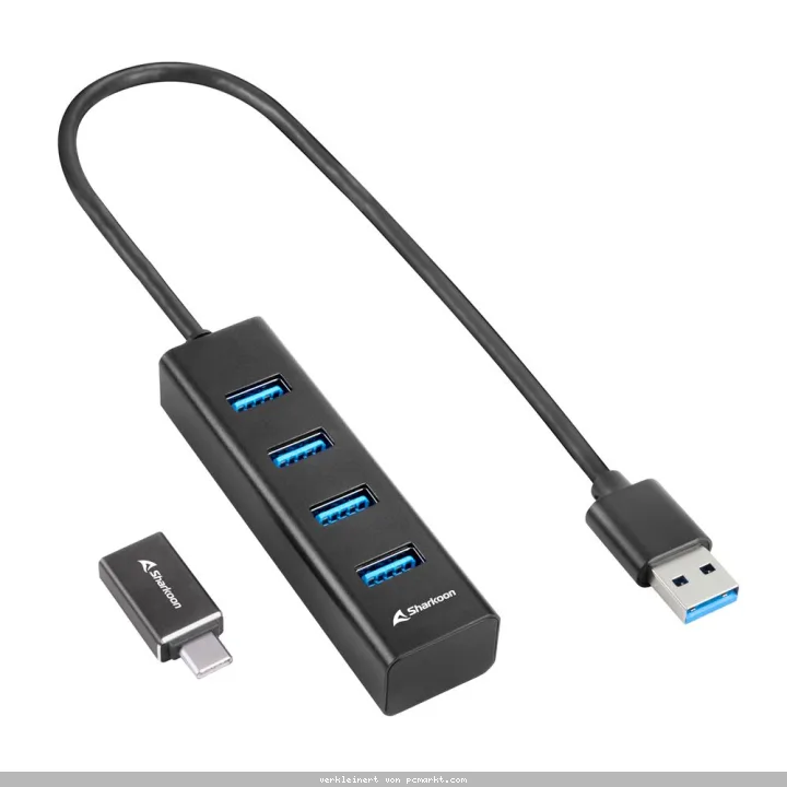 Sharkoon 4-Port USB 3.2 Gen 1 Alu Hub