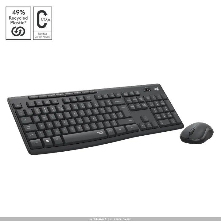 Logitech MK295 Desktopset, US-Layout, kabellos, Spritzwassergeschützt, SilentTouch-Technologie, 8 Sondertasten