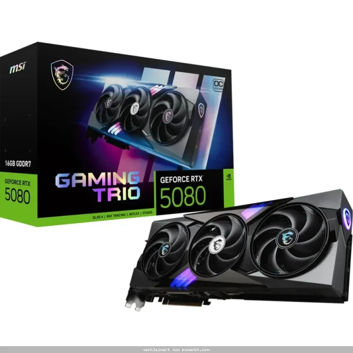 MSI GeForce RTX 5080 16GB Gaming Trio OC - 16GB GDDR7, HDMI, 3x DP