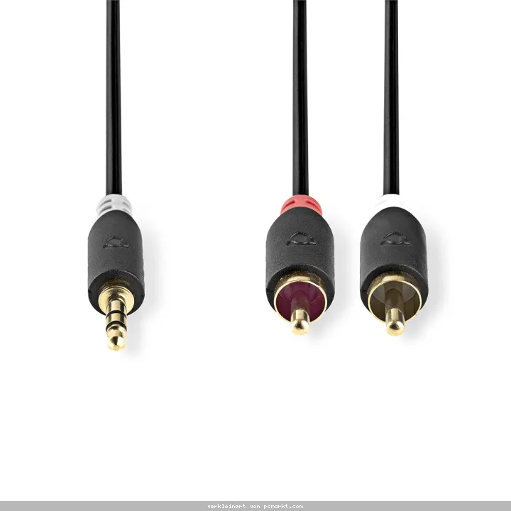 Nedis Stereo-Audiokabel | 3.5 mm Stecker | 2x RCA Stecker Vergoldet | 2.00 m | rund | Anthrazit | Verpackung mit Sichtfenster