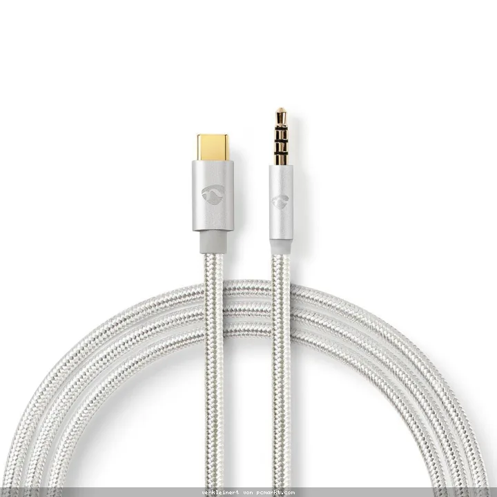 Nedis USB-Adapter | USB 2.0 | USB-C™ Stecker | 3.5 mm Stecker | 1.00 m | rund | Vergoldet | Geflochten / Nylon | Aluminium | Verpackung mit Sichtfenst