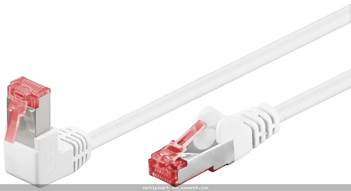 Goobay CAT 6 Patchkabel 1x 90° gewinkelt, S/FTP (PiMF), Weiß, 3m