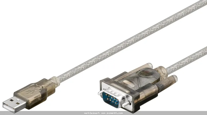 Goobay USB seriell RS232 Konverter, Transparent 1,5m, USB 2.0-Stecker (Typ A) > D-SUB/RS-232-Stecker (9-polig)
