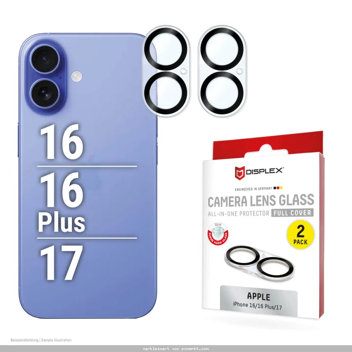 DISPLEX CamGlass All-In-One iPhone 16/16 Plus/17 2 Stück