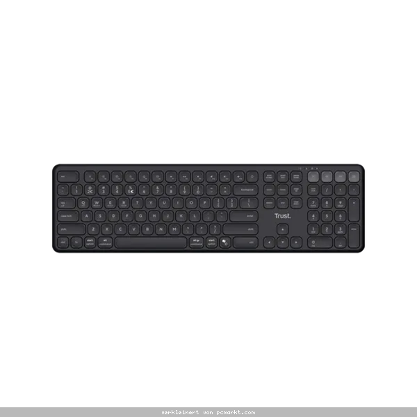 Trust Vaiya Kabellose Tastatur für mehrere Geräte, DE-Layout Flache Scherentasten im Laptop-Stil, Bis zu vier Geräte gleichzeitig über 2,4 GHz und 3x