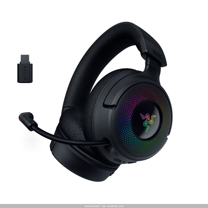 RAZER Kraken V4 Gaming Headset - Kabelloses Gaming-Headset mit 3-Modi-Konnektivität, Triforce 40mm Treiber, 9-Zonen-RGB-Beleuchtung der Ohrmuscheln