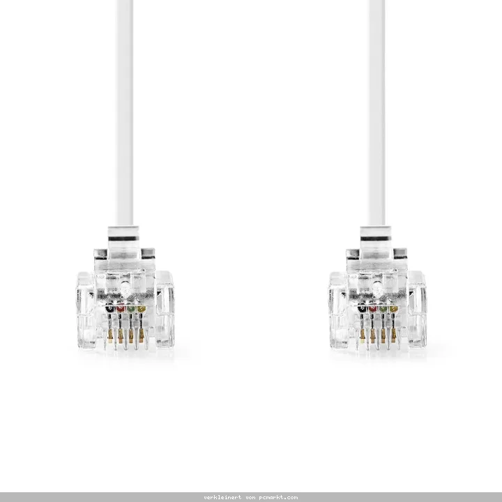 Nedis Telefonkabel | RJ11 Stecker | RJ11 Stecker -RJ11 Stecker | RJ11 Stecker | 2.00 m | Kabeldesign: Flach | Beschichtung: Vergoldet | Kabeltyp: RJ11