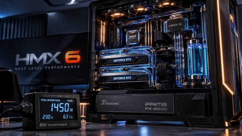 HMX 6 im ersten Härtetest: Zwei RTX 5090 treiben den 40.000-Euro-PC auf 1.450 Watt